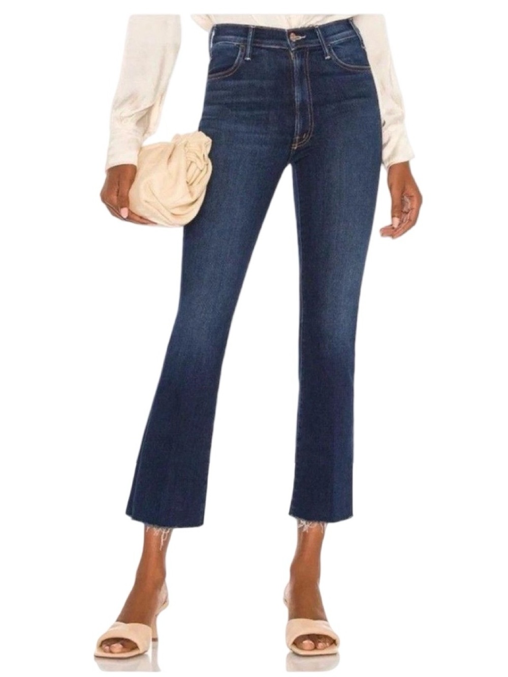 MOTHER The Hustler Ankle Fray in Home Movies Medium Blue Wash Size 28